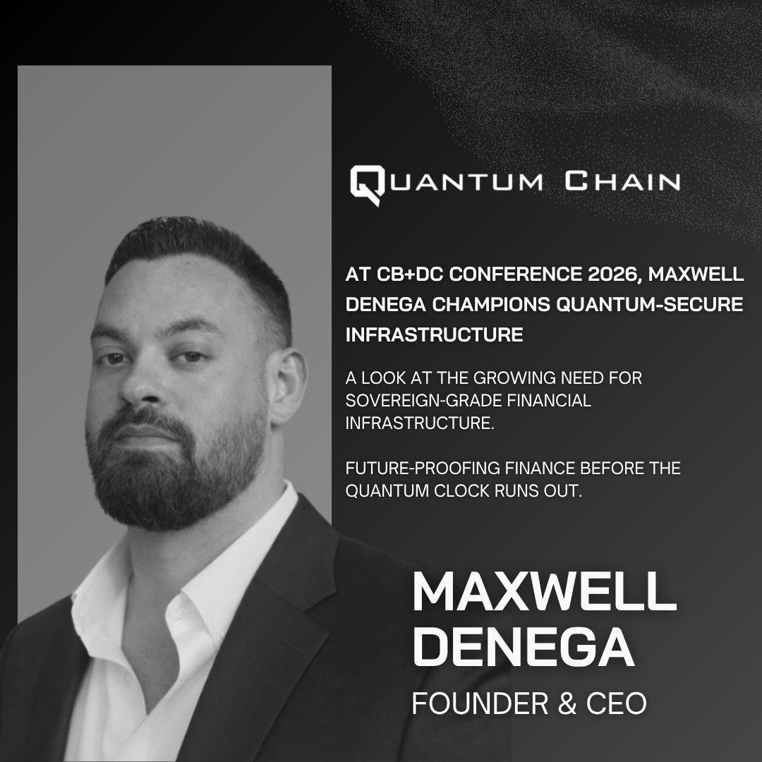 qntmchain's tweet photo. Quantum security isn't a future upgrade, it’s a foundational requirement for the future of money.  

At the recent CB+DC Conference 2026, Quantum Chain CEO @maxdenega laid out a compelling case for why the global financial ecosystem needs to wake up to the convergence of Quantum Computing and AI (QAI).  

With legacy cryptographic standards (RSA, ECC, ECDSA) securing everything from SWIFT to mainstream blockchains, the timeline for quantum vulnerability is shrinking faster than previously thought. Retrofitting these old networks is going to face immense technical and governance friction.  

The solution? Building sovereign-grade, post-quantum infrastructure from inception, complete with ISO 20022 messaging, compliance controls, and cross-border interoperability.  

Great to see the massive institutional interest at the event, particularly around CBDC development and quantum-secure gold tokenization!