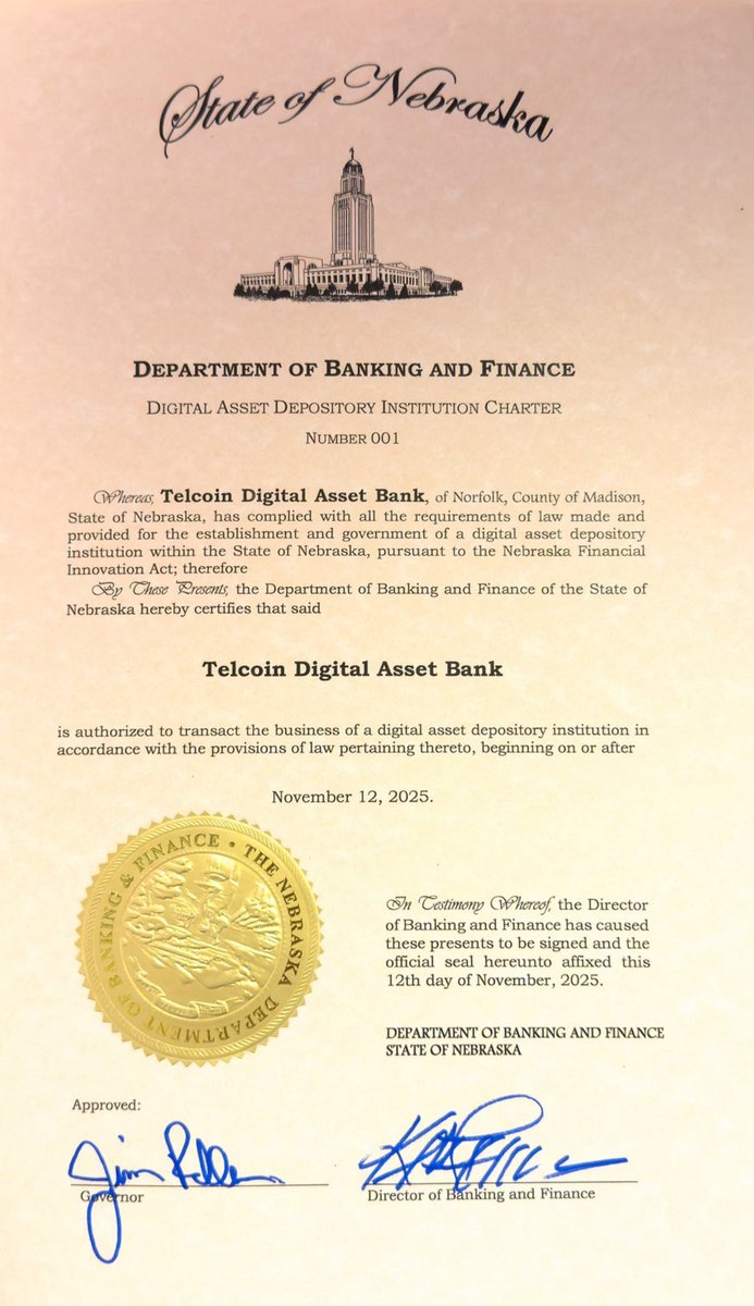 Jasonanlysis's tweet photo. @Fityeth Only on telcoin:native coin that’s about to pull the trigger on the first and only on-chain bank in the world. They already got the depository charter license ready to start operations and they are about to open its doors ⏰👀 https://t.co/DRyBWUUMiy