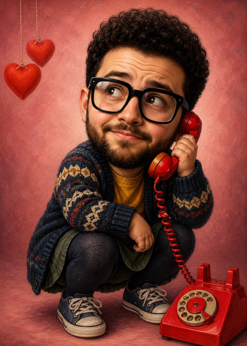 Red Thread Caricature Oil Painting