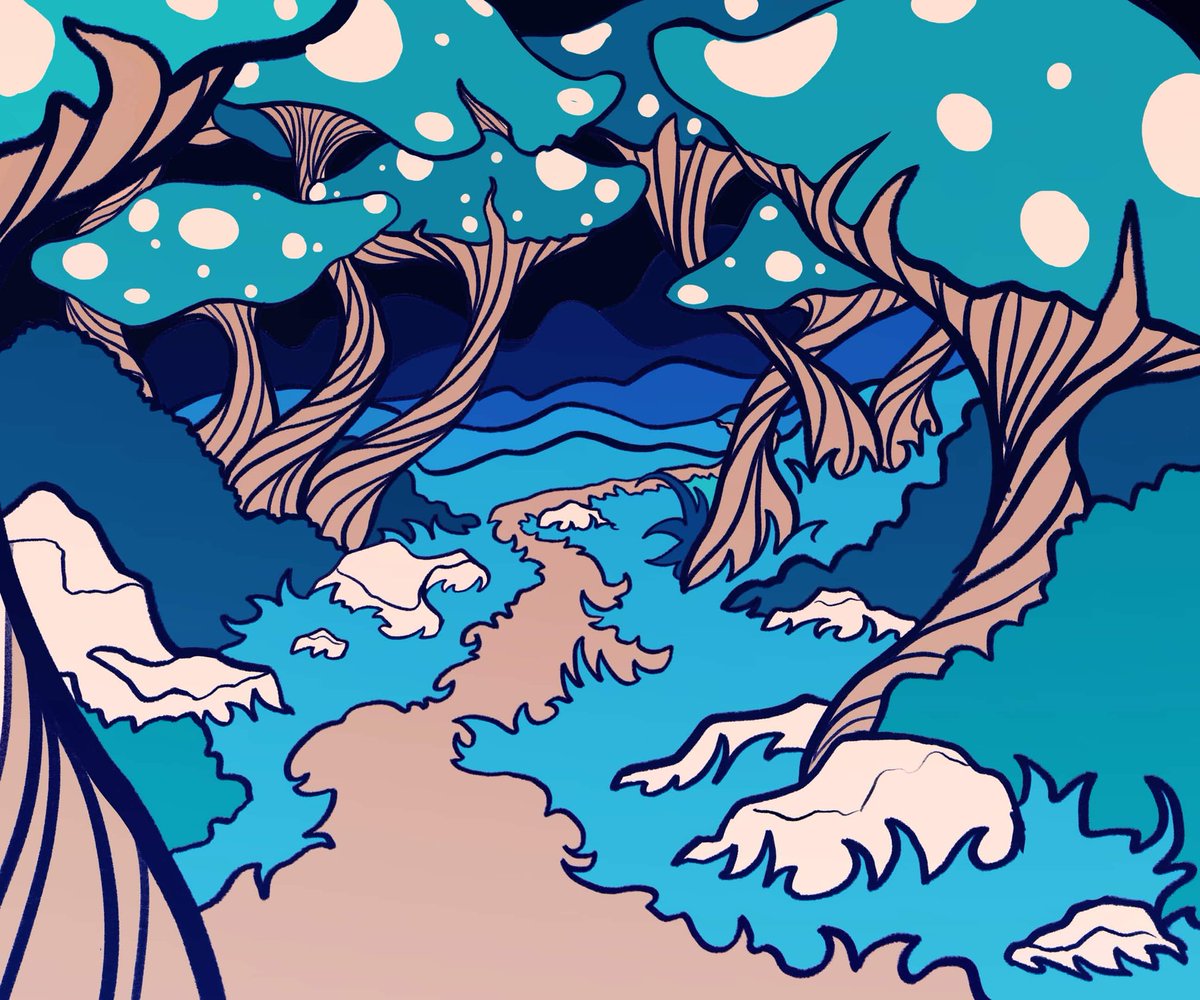 kyleesarthell's tweet photo. Day 2 of attempting to break art block by getting out of my comfort zone: landscapes... 

I've been drawing this mushroom land on and off since like 2019 and I still have no idea what it is https://t.co/mj6TGO0xnP