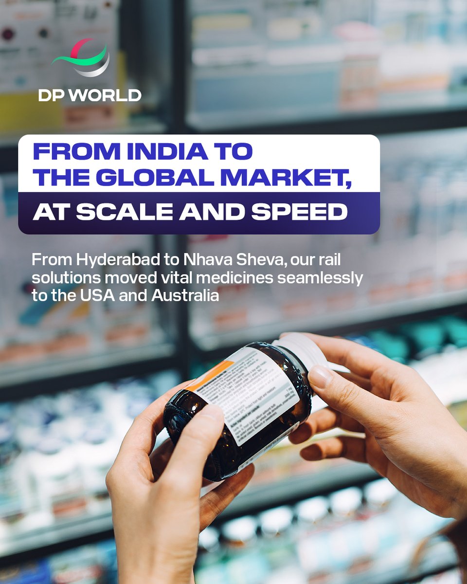 DPWorldIndia's tweet photo. To support rising seasonal demand, we scaled up reefer rail movements from Hyderabad Inland Terminal to our Nhava Sheva port terminal, helping temperature-sensitive pharmaceutical exports bound for the USA and Australia.

Learn more: https://t.co/ho45Io2Jpf https://t.co/GFBQx8SVLG