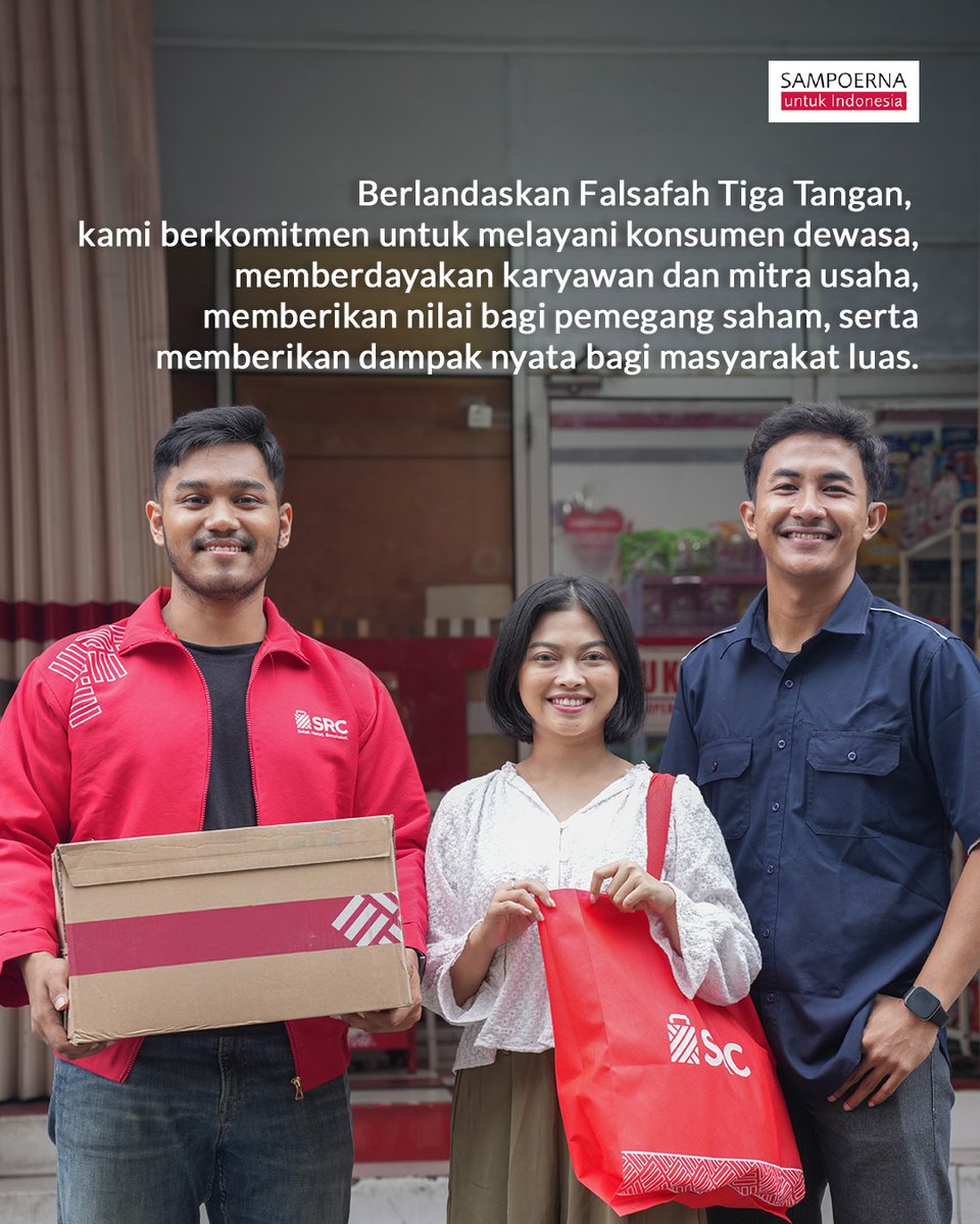 InsideSampoerna's tweet photo. Bagi kami, Falsafah Tiga Tangan merupakan sebuah komitmen untuk memastikan bahwa setiap langkah yang kami ambil dapat memberikan dampak positif yang nyata bagi seluruh pemangku kepentingan, mulai dari inovasi berkelanjutan, penciptaan 90.000 lapangan kerja, hingga pemberdayaan lebih dari 358.000 UMKM di Indonesia. Kami percaya bahwa kemajuan dapat dicapai jika kita melangkah bersama.