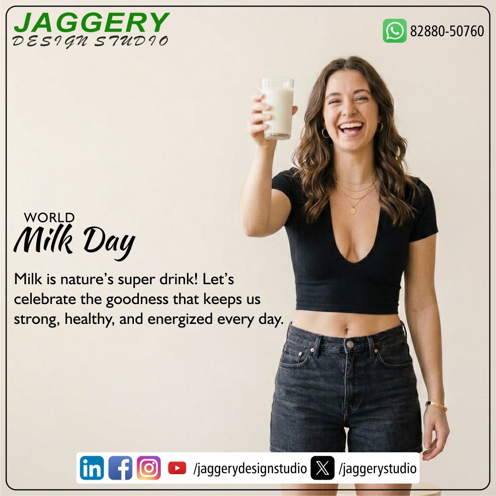 jaggerystudio's tweet photo. Milk is nature’s super drink! Let’s celebrate the goodness that keeps us strong, healthy, and energized every day. World Milk Day. #WorldMilkDay #1June #JaggeryDesignStudio #GraphicDesign #DesignStudio #CreativeAgency #GraphicArtists #VisualIdentity #BrandDesign #DigitalDesign https://t.co/UgnOpJKC6v