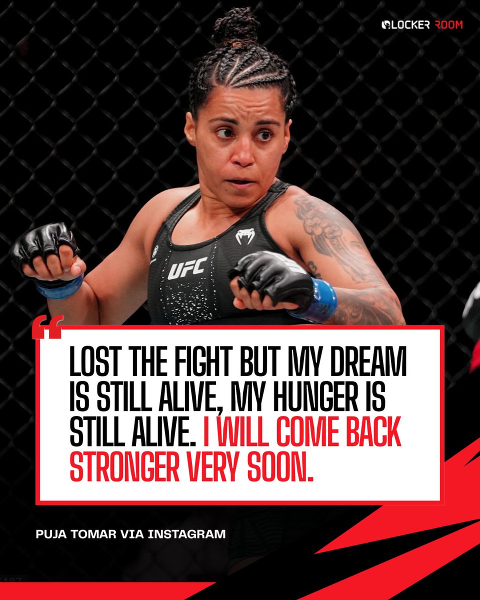 lockerroom_in's tweet photo. Here is what Puja Tomar had to say after her defeat to China's Shi Ming at the Special Main Event of Road to UFC 5.
#IndianMMA #PujaTomar #UFCIndia https://t.co/k95qcwGbNS