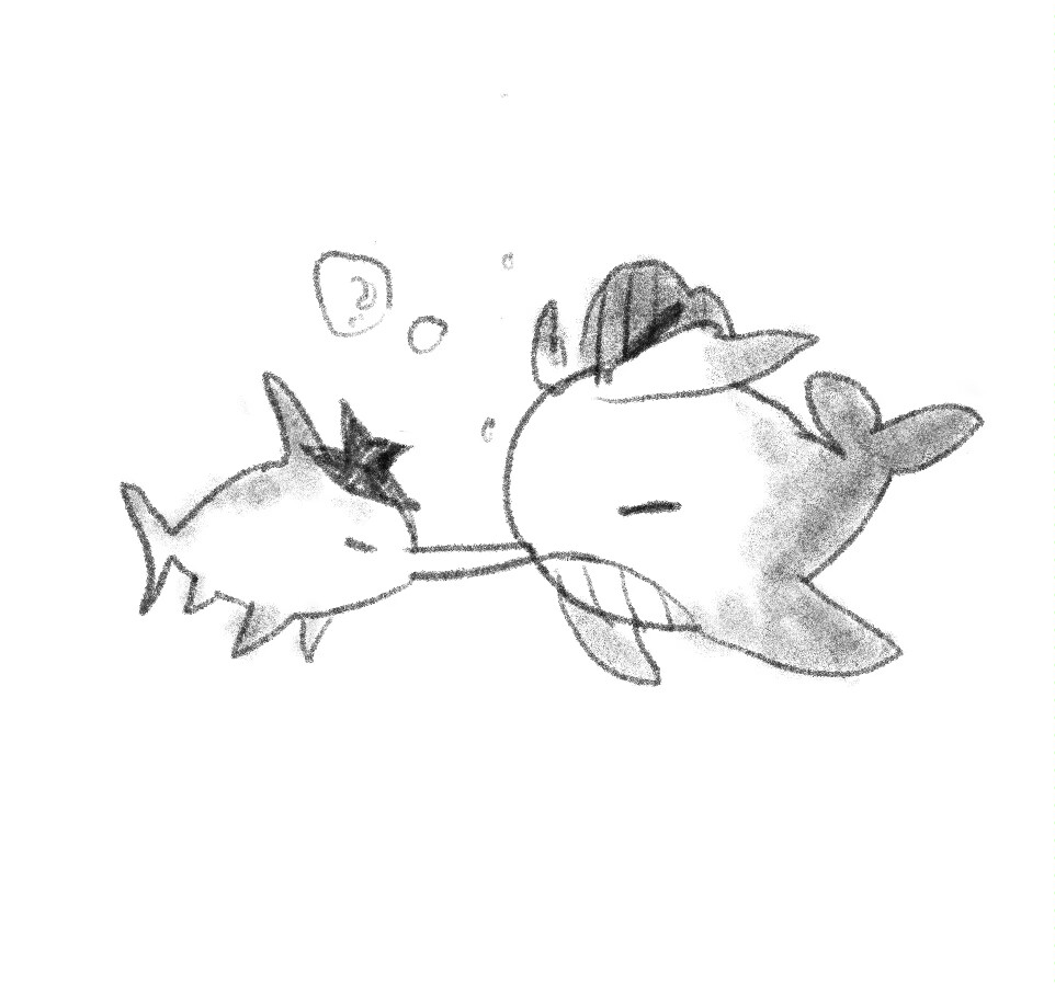 gwancinzi's tweet photo. Some doodles of 🐋🐟 being silly and sweet today. https://t.co/U8L4dK3KRj