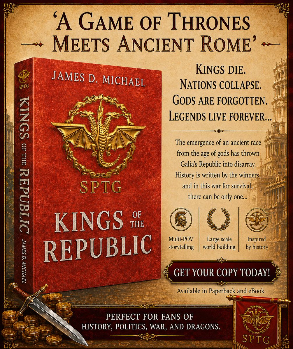 JamesDmichael's tweet photo. RELEASE DAY

After 2 long years, Kings of the Republic is finally out. 

For all those who have read it, thanks for taking the time. For those who plan on reading it, thanks for the consideration. 

This is just the beginning…

https://t.co/fLlXnHS4W5 https://t.co/qlDmZseb30