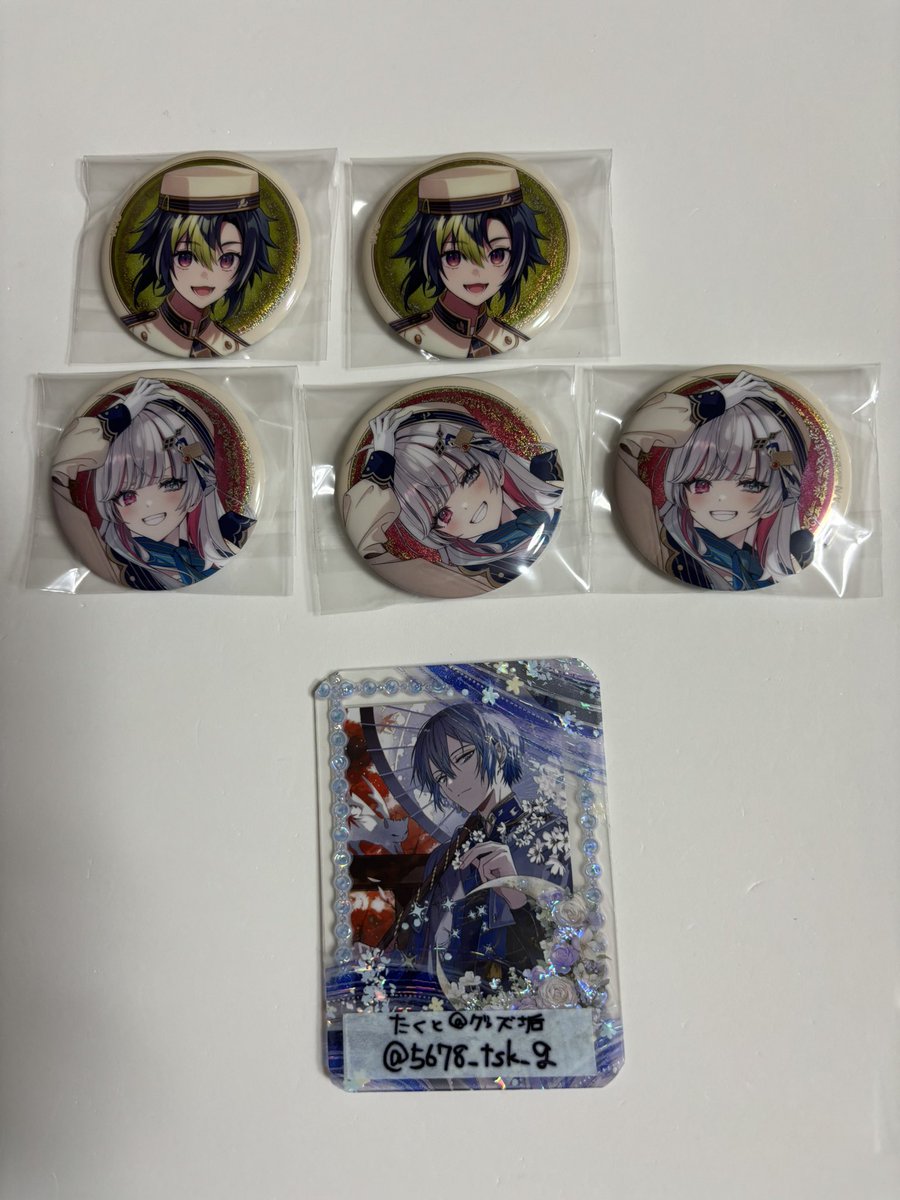 5678_tsk_g's tweet photo. 【交換・譲渡】にじさんじ ビスケット 缶バッジ 1弾 2弾
譲)画像1〜2枚目
求)画像3〜4枚目スタンプ付きの2種類、1点250円+送料

郵送でのお取引希望です。
各画像上段の物を譲渡の場合は下段より同数お迎えお願いいたします。 https://t.co/pfOs8dmk40