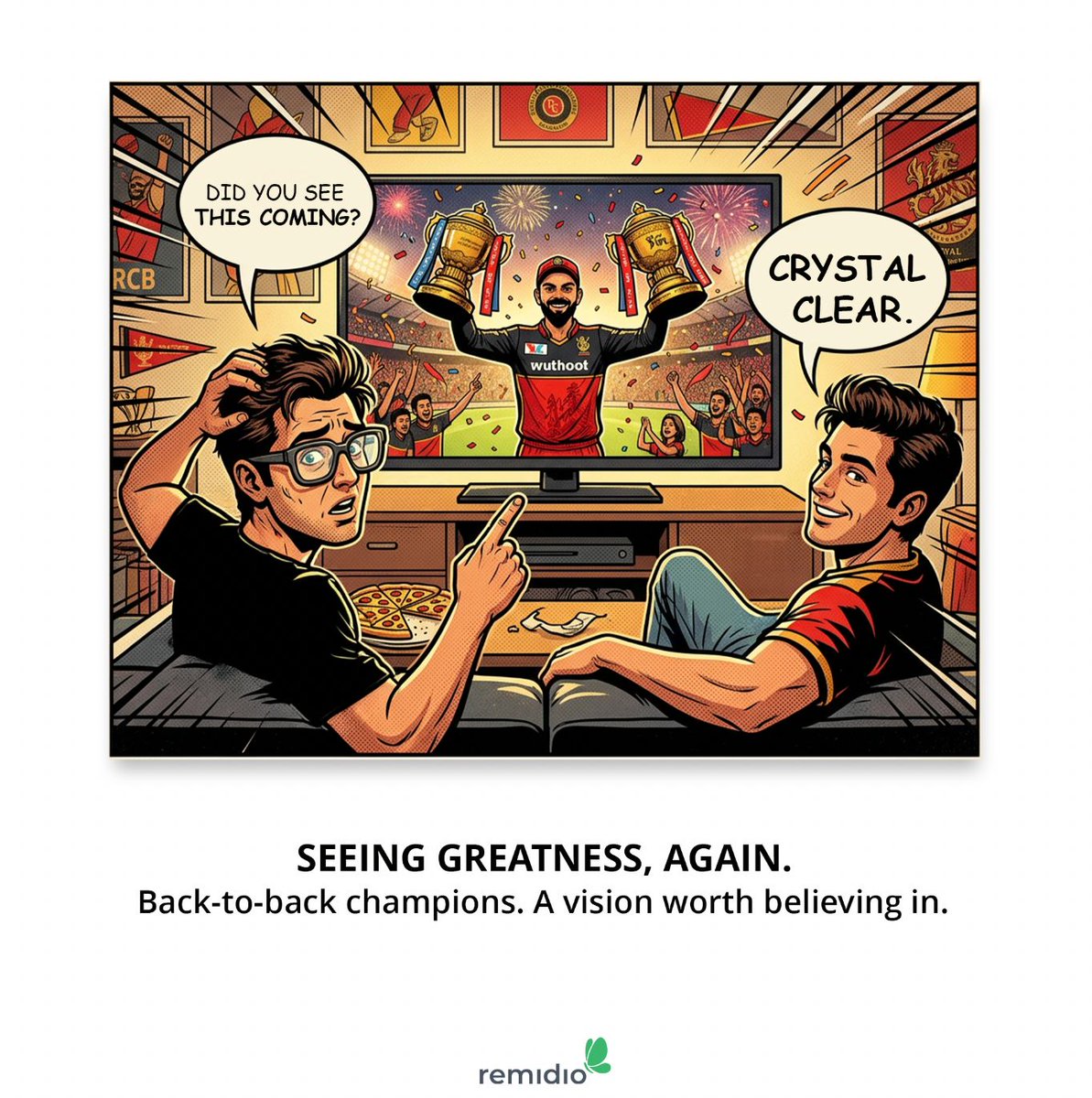 Remidioconnect's tweet photo. The signs were there all along.
In every comeback.
In every partnership.
In every moment that demanded belief.
What some called hope, others called confidence.What some called a dream, became reality.And today, the picture is crystal clear.

RCB are champions. Again. https://t.co/tAUvZQaopv