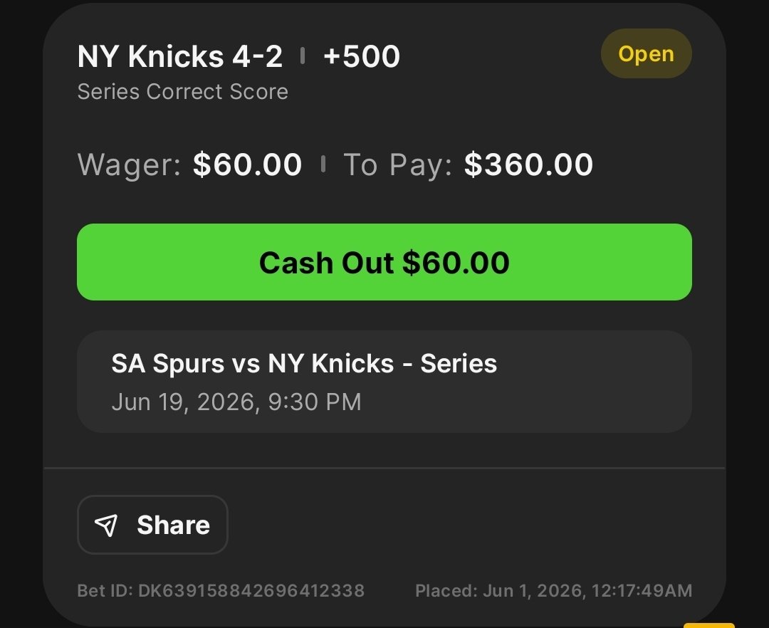 TPJ187's tweet photo. Quick #NBAFinals takes

Knicks in Six - when is rhyming ever wrong? I don't want to hear it

Why take +172 for Knicks to win the series when Brunson is +210 MVP (&amp; OG is +6000 😮)?!

Spurs are emotionally spent after the last series - Knicks take game 1
#NYKvsSAS #StiefsBeliefs https://t.co/T7vz4FjhH5