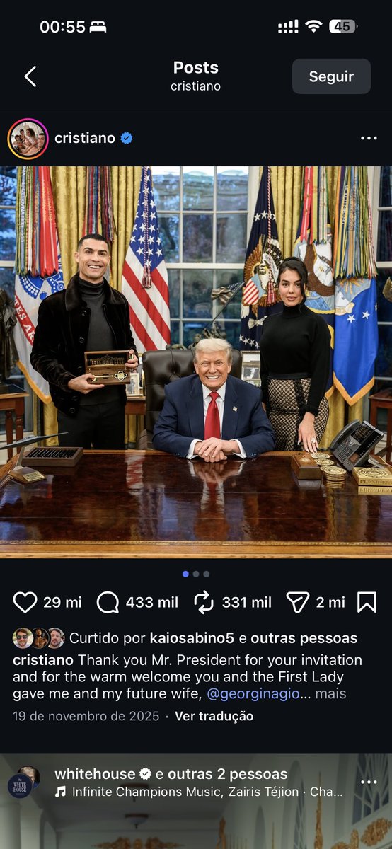 BrandoAnselmo's tweet photo. @cassioolivveira @dabreudasilva Bomba! Bomba! 💥🔥💥💥
A foto que Flávio Rachadinha Master manipulou por IA é na verdade a foto da visita de CR7 Cristiano Ronaldo a Trump na Casa Branca!
É muita pilantragem! Tá aí a prova! https://t.co/9gk33oUWVx