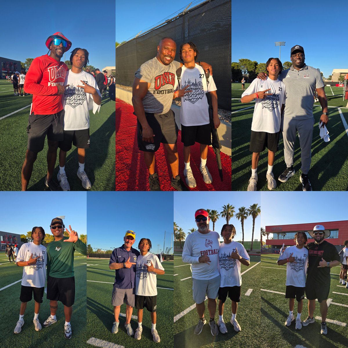 OfficialPJ41's tweet photo. Solid kick off to camp season at the @lvmegacamp Lots of reps in! Thank you to all the coaches, staff, @MikeWatersP1 @CoachDanMullen
@unlvfootball for the opportunity to compete! #27 C/O 2027! #CampSeasonLoading https://t.co/uvnfxKLX46