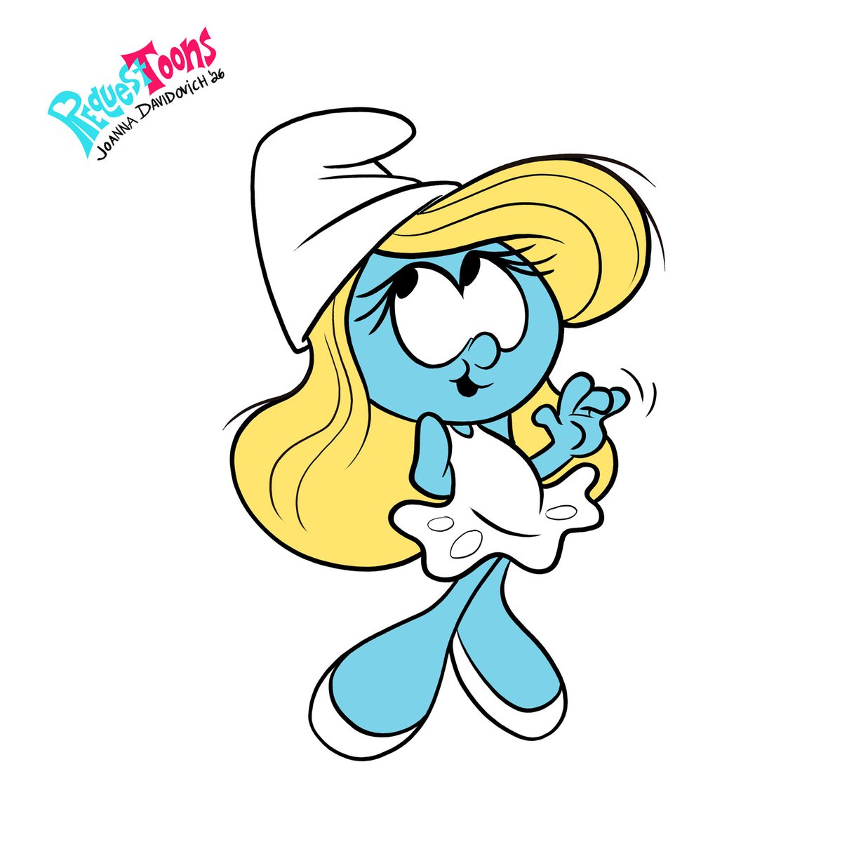 JoTheZette's tweet photo. So tonight's stream sure was... somthin'!  Exrta special thanks to everyone in chat who stuck it out with me.  It's SMURFIN' time!!  #smurfette #thesmurfs #RequestToons https://t.co/3UkmJ5WDQO