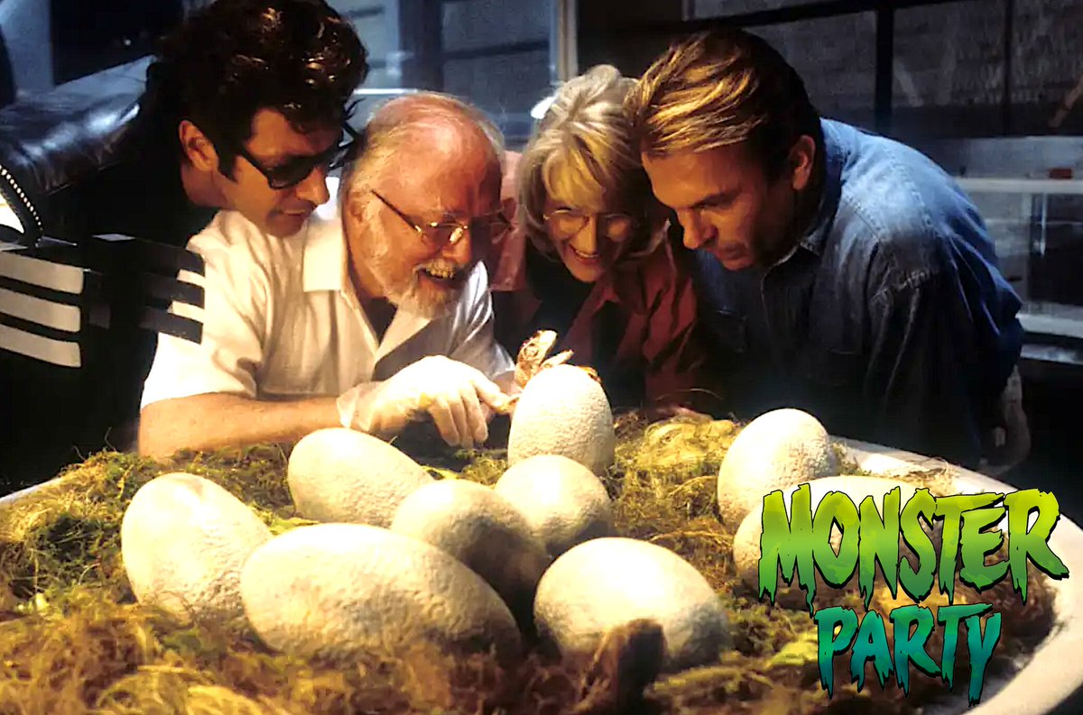 monsterpartyhq's tweet photo. New episode Tuesday! It’s a look at MONSTER EGGS in horror &amp; sci-fi!! Kaiju and alien eggs! Baby dinosaurs and newborn dragons! Stop-motion hatchlings! And MORE! Don’t miss this egg-citing excursion into all things eggy! 🥚🥚🥚🥚 https://t.co/I6T253Pbl0