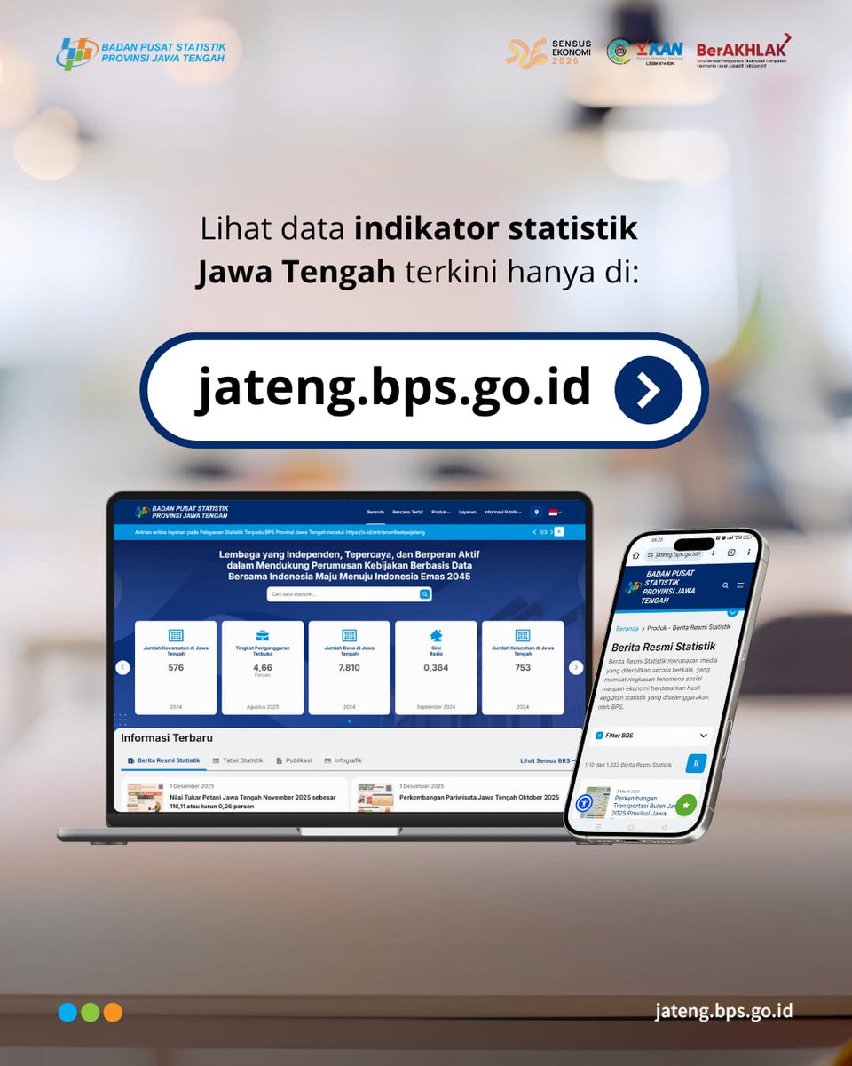 bpsprovjateng's tweet photo. Data untuk Mengukur
Pancasila untuk Menyatukan
Bersama Wujudkan Keadilan Sosial bagi Seluruh Rakyat Indonesia

#HariLahirPancasila2026
#Pancasila
#BPSJateng
#DataMencerdaskanBangsa
#JawaTengah
#StatistikUntukIndonesia https://t.co/6XLYNdbCau