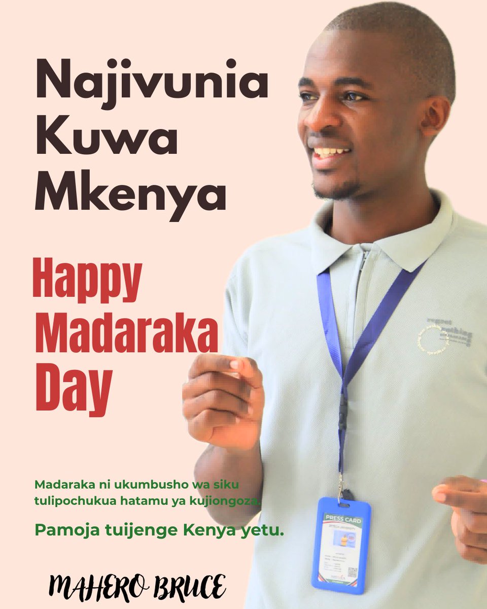 BruceBaron32274's tweet photo. Happy Madaraka Day! 🇰🇪

Today, we celebrate the courage, sacrifice, and resilience that secured our freedom. May we continue to build a stronger, united, and prosperous Kenya for generations to come.

#MadarakaDay2026 #ProudlyKenyan https://t.co/B3H3zBOZ2N