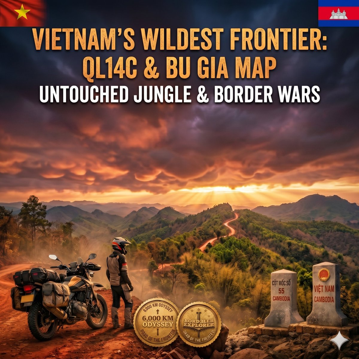 Boss1881's tweet photo. Ride into Vietnamโs wildest frontier as we tackle the brutal QL14C highway.
Witness the untouched jungle of Bรน Gia Mแบญp and uncover the intense history of historic border wars: https://t.co/zX41ZeloKb ๐๏ธ๐จ
#RenOverSea #BorderlineOdyssey #QL14C #BuGiaMap #MotoAdventure https://t.co/hj2nyCZQfK