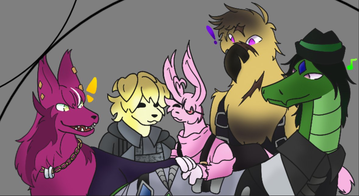 ChalisonL's tweet photo. #NIJI_ENRoute #Mariartte #GinjoCanvas #Vantalism #Dropsights #Briskart | And that's Team 4 done! Maririn and her bodyguards (totally not being delusional). https://t.co/PPwSZ7X0Hz