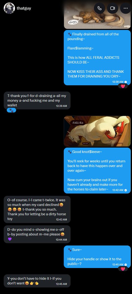 2DFDFeral's tweet photo. 🐾 YOU FERAL ADDICTS SHOULD MIRROR @thatguy98092450~ 

THEY APPROACHED WITH THEIR WALLET IN HAND AND LET HOR$ES FUCK IT RELENTLESSLY~

THEY BELONG TO HORSES, YOU SHOULD JOIN THEM~

https://t.co/bfQqOfp560
https://t.co/l9UZI1v57c

Furry Findom / 2DFD / Zoo / ATM / Paypig / Finsub https://t.co/SMay6g1xcs