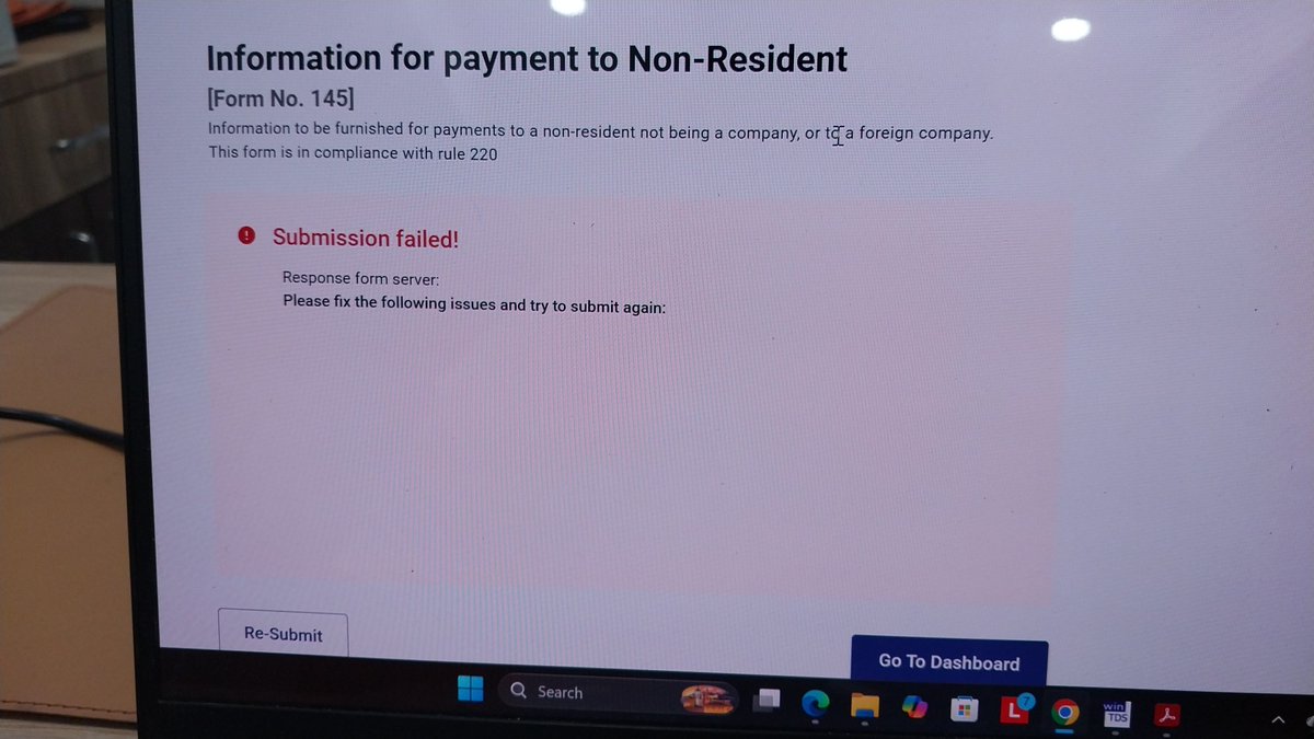 mehtay4's tweet photo. Dear @incometaxindia we are unable to file form 145 since last 4 days error of the same I am attaching. Kindly provide the resolution so that we can file the form and proceed further https://t.co/pPhejNALnY