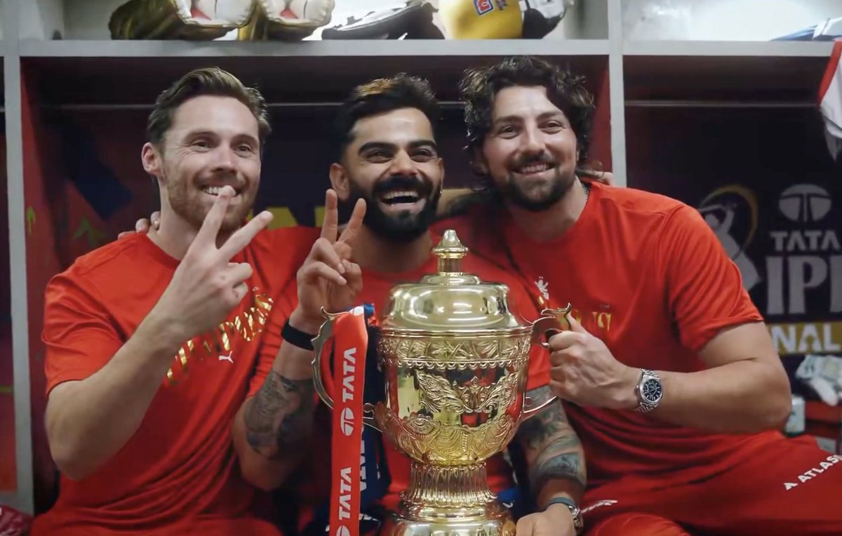 rajtweetzzz's tweet photo. To now witness them go back-to-back champions feels surreal the kind of dream you never stop believing in no matter how long it takes 🥹 

WE ARE THE CHAMPIONS  @RCBTweets  🏆🏆 #viratkohli #timdavid #philsalt #rcb #RcbFanClub #viratians #ipl2026final  https://t.co/O3d3sFzSWY https://t.co/7qa6oBipjW