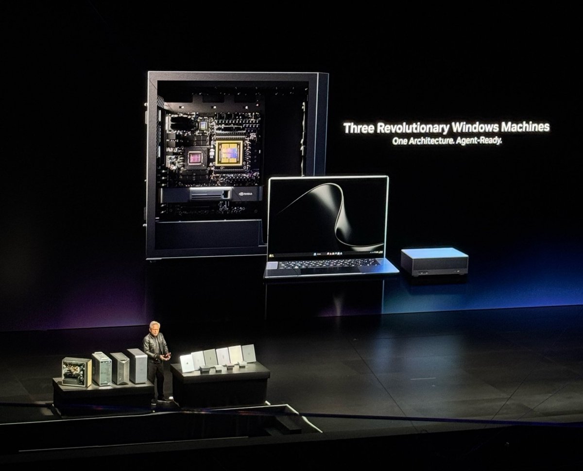 evanincrypto's tweet photo. AT GTC Taipei right now, NVIDIA just reinvented the PC. Available both in laptop and the desktop. 

RTX Spark, Blackwell RTX GPU + 20-core Grace CPU + 128GB unified memory with NVLink, the full NVIDIA stack running on Windows.

This is the iPhone moment for the PC, reinventing the idea of what a computer is. A machine where an AI assistant doesn’t help you work — it works alongside you, locally, no cloud.

The PC era didn’t end. It just started over. $NVDA @nvidia