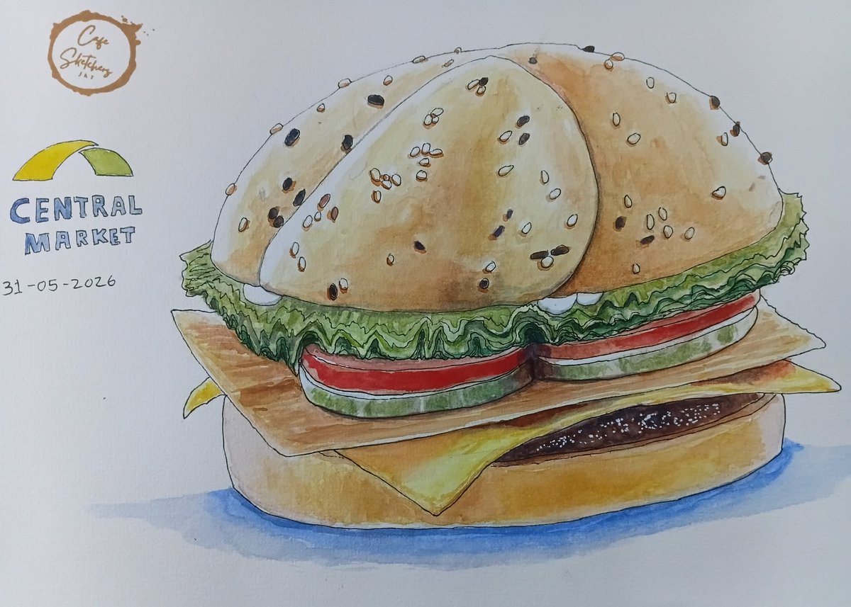 Andrevanof's tweet photo. Doing watercolor painting with a local cafe skecthing community🌟

Burger is lyfe https://t.co/pYAm6kyq55