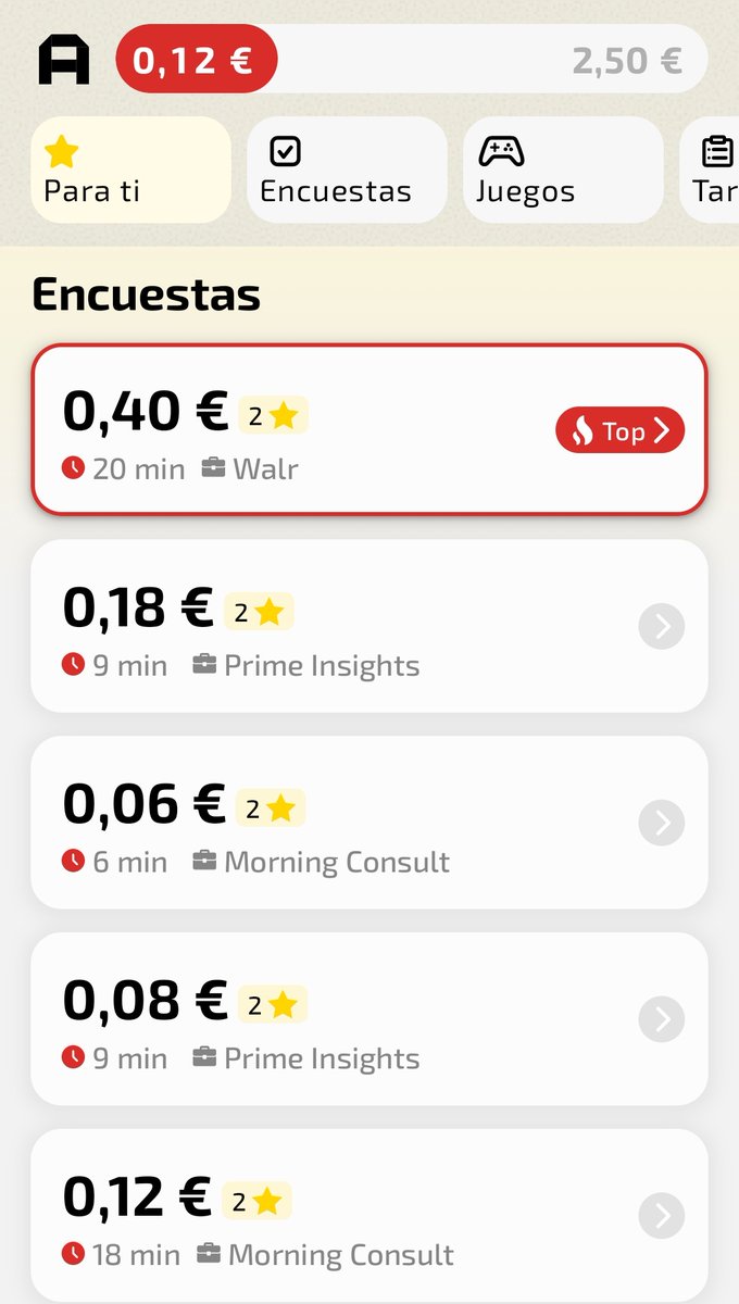 ElFitRico's tweet photo. Finalmente he caído en la trampa de las encuestas😅

Siempre he dicho que no eran lo mío, pero después de ver tantas capturas de ingresos y pagos de compañeros que la utilizan, he terminado dándole una oportunidad a AttaPoll.

No lo veo como algo para hacerte rico ni para vivir de ello, pero sí como una forma sencilla de generar unos euros extra al mes en ratos muertos. Al final, todo suma.

Voy a probarla durante unas semanas y comprobar por mí mismo qué tal funciona. Si consigo sacar algo interesante, iré compartiendo resultados.

Si alguien quiere probarla también, os dejo el enlace👇🏻
https://t.co/zUM4OZnCma⁠