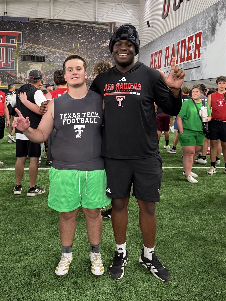 2030WillDavis's tweet photo. Great experience @TexasTechFB camp today. Appreciate the opportunity to work and learn from the staff and players. Can’t wait to be back in Lubbock 🌵🏈 #ClassOf2030 #oline #WreckEm https://t.co/pMOzQkf3OK