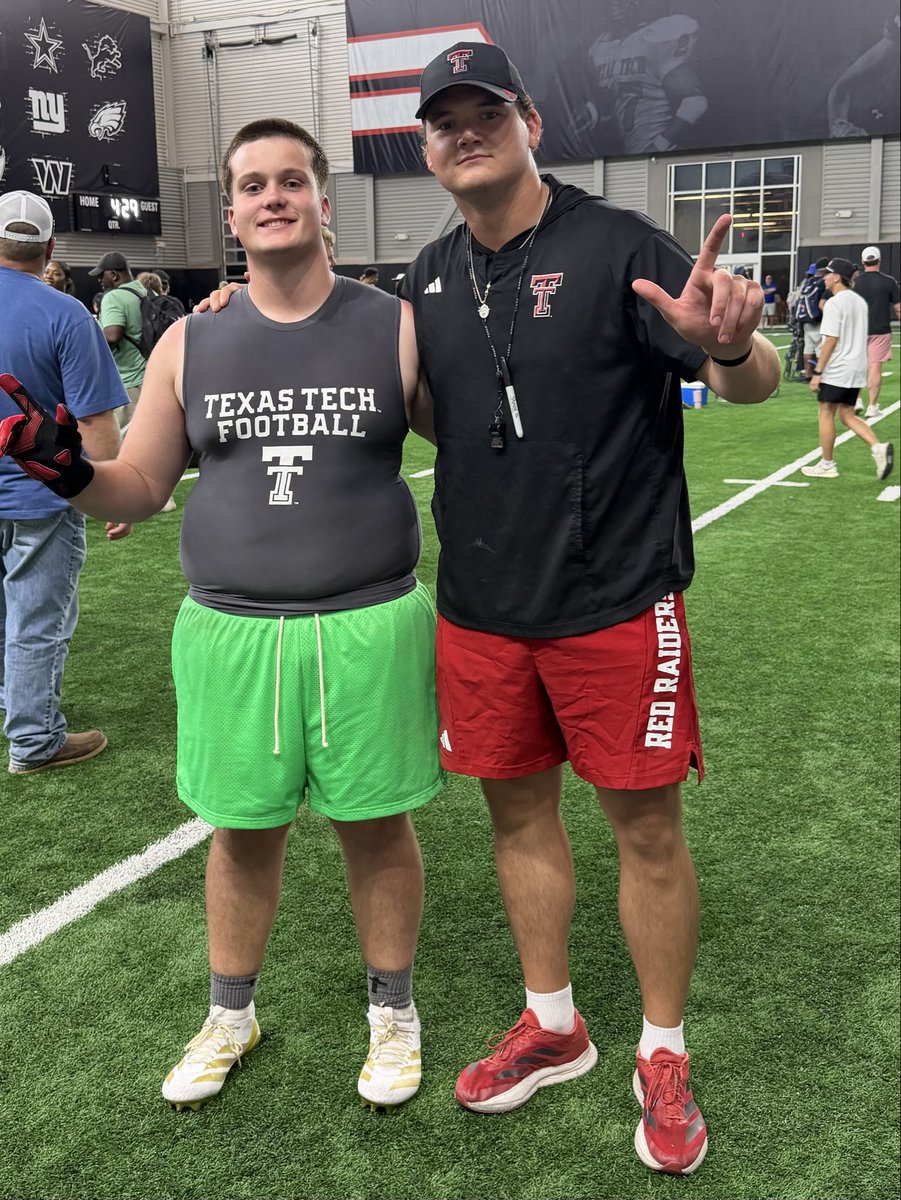 2030WillDavis's tweet photo. Great experience @TexasTechFB camp today. Appreciate the opportunity to work and learn from the staff and players. Can’t wait to be back in Lubbock 🌵🏈 #ClassOf2030 #oline #WreckEm https://t.co/pMOzQkf3OK
