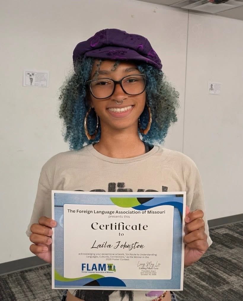 flam_mo's tweet photo. ✨✨✨Please help FLAM congratulate the winner of the 2026 conference poster contest.✨✨✨

Laila Johnston is a student in Vicky Wu’s Chinese Mandarin 4 class at Lee’s Summit High School. Her work will be featured on the FLAM social media,  website, and fall conference program. https://t.co/htjlk8PZqc