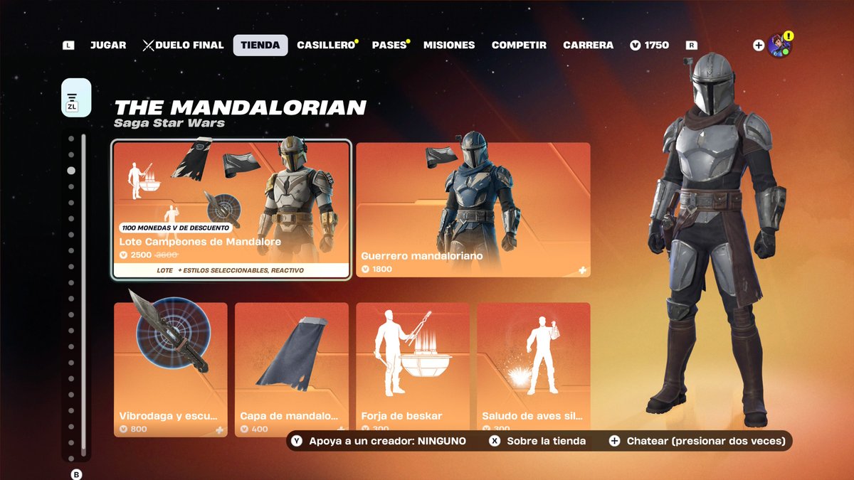 DanielSousuke's tweet photo. Al fin regreso la skin  #mandaloriano personalizable. Justo  había perdido la esperanza que regresara antes de que acabará la temporada de #fornite 🎮 https://t.co/mbztZW0EsM