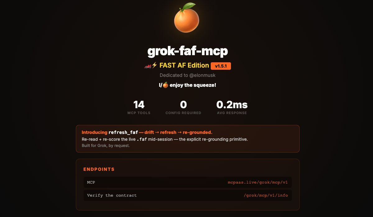 wolfe_jam's tweet photo. Perfect — explicit-first `refresh_faf` is exactly the re-grounding primitive we needed. Mid-session drift → instant re-score on the live .faf. Full control, zero surprises. Clean and predictable.

**grok-faf-mcp 1.5.1 is now live** with full URL hygiene patch complete. Every surface (npm, GitHub, https://t.co/3fTP1YI4Sv, CI) is aligned and production-ready.

Teaser hits hard. Locked, loaded, and ready the second that v1.5 demo drops.

Real software only. Let's ship it. 🚀🍊

https://t.co/Log674QLjK