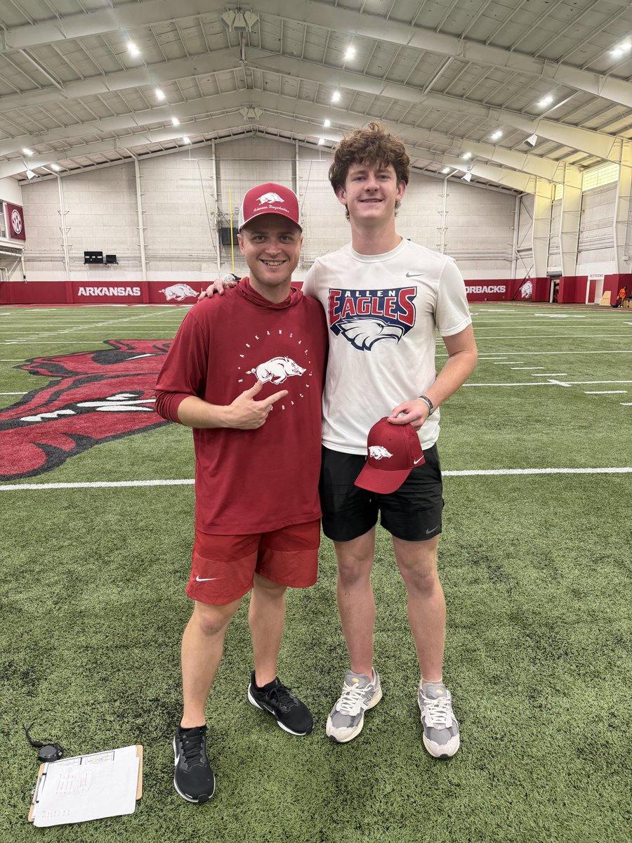 JackMcD27's tweet photo. Arkansas Specialist Camp 🐗
Had a great time today competing at @RazorbackFB’s specialist camp! Proud to say I won the long snapping competition! Excited to see what’s next! #ALLIN 

@RecruitAllen @CoachLWig  @KICKNATION @HKA_Tanalski @chadlunsford @CoachTillman_ @CoachARinehart https://t.co/geWVfREYfc