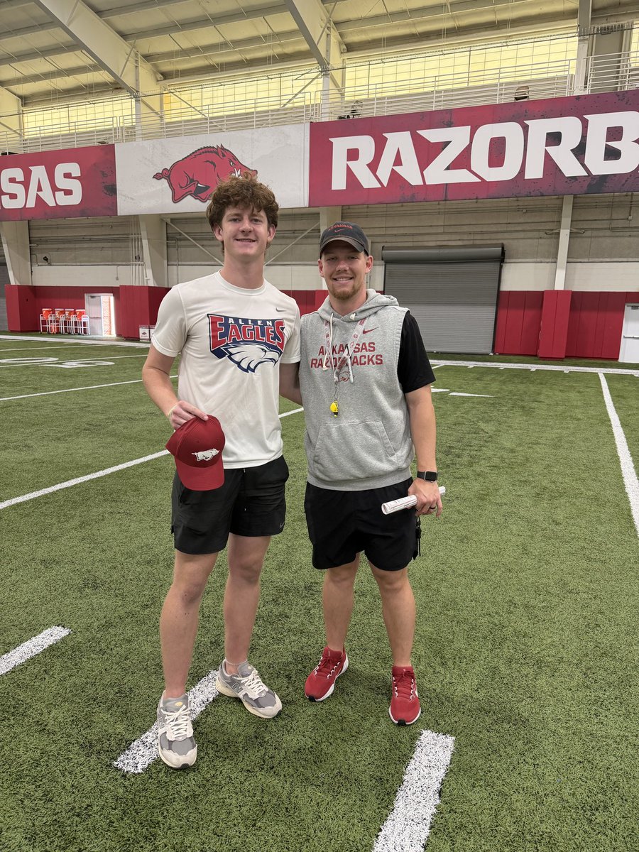 JackMcD27's tweet photo. Arkansas Specialist Camp 🐗
Had a great time today competing at @RazorbackFB’s specialist camp! Proud to say I won the long snapping competition! Excited to see what’s next! #ALLIN 

@RecruitAllen @CoachLWig  @KICKNATION @HKA_Tanalski @chadlunsford @CoachTillman_ @CoachARinehart https://t.co/geWVfREYfc