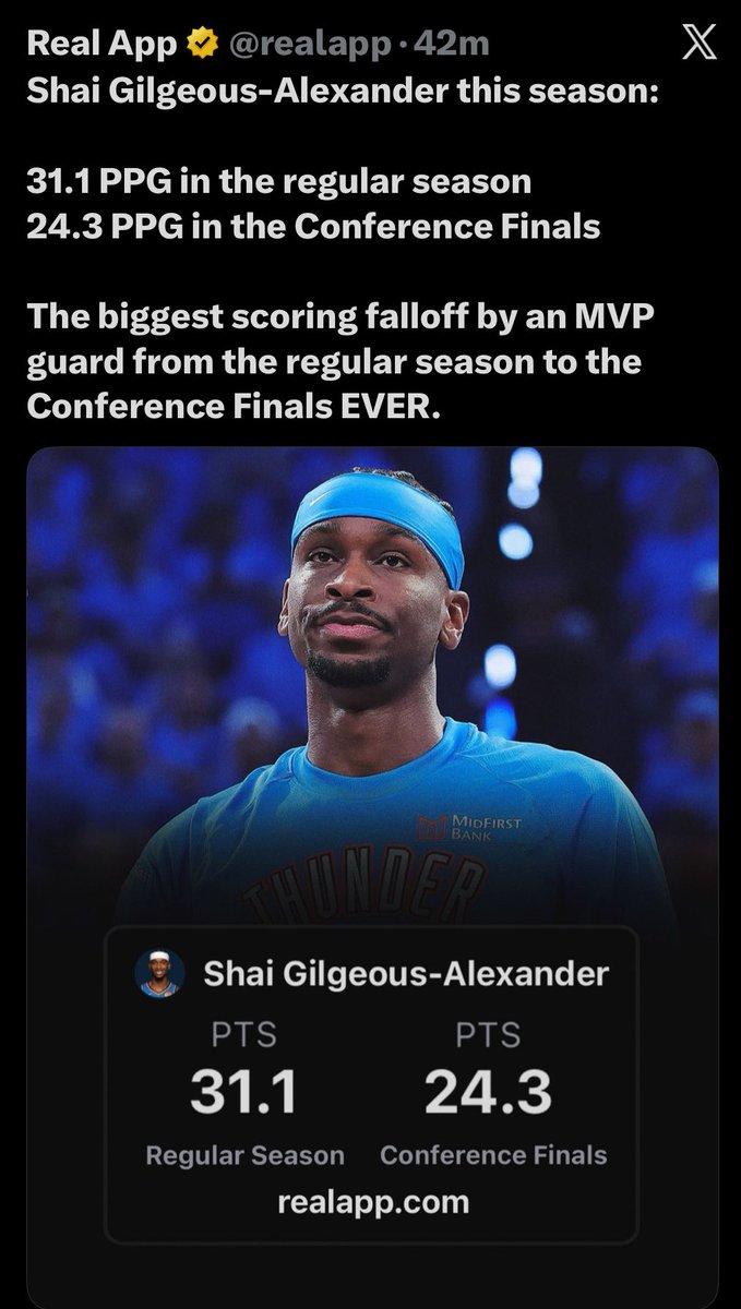 JakeSch01242379's tweet photo. @OKCglaazer @realapp I’m talking about the playoffs you tard 😭 was garbage in the spurs series out side of game 7. 😂 https://t.co/oBGpAJ9QPU