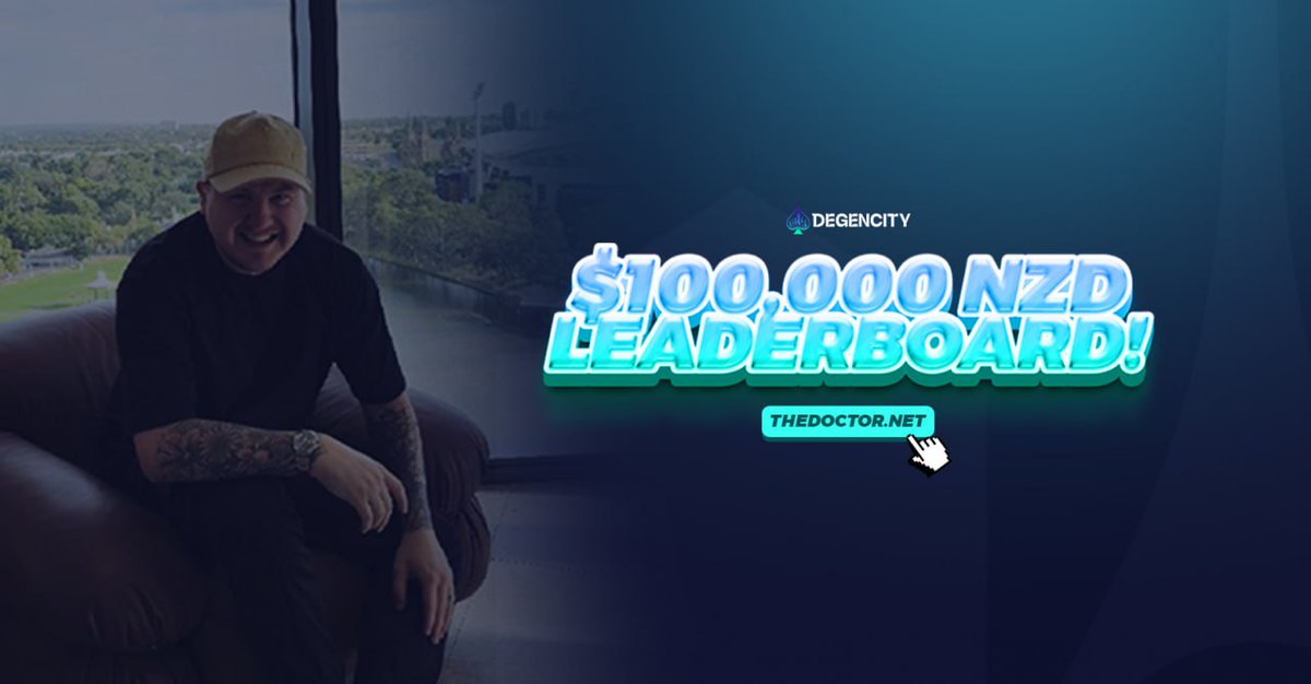 TheDoctorGamble's tweet photo. **JUNE - END OF MONTH COMPETITION**

$100,000 MAX PRIZE POOL UP FOR GRABS!
75 WINNERS!
Must be under code thedoctor on DegenCity to be eligible.
Full T &amp; C's on website: https://t.co/qo9bzPbd15 https://t.co/JlzPO9kB55