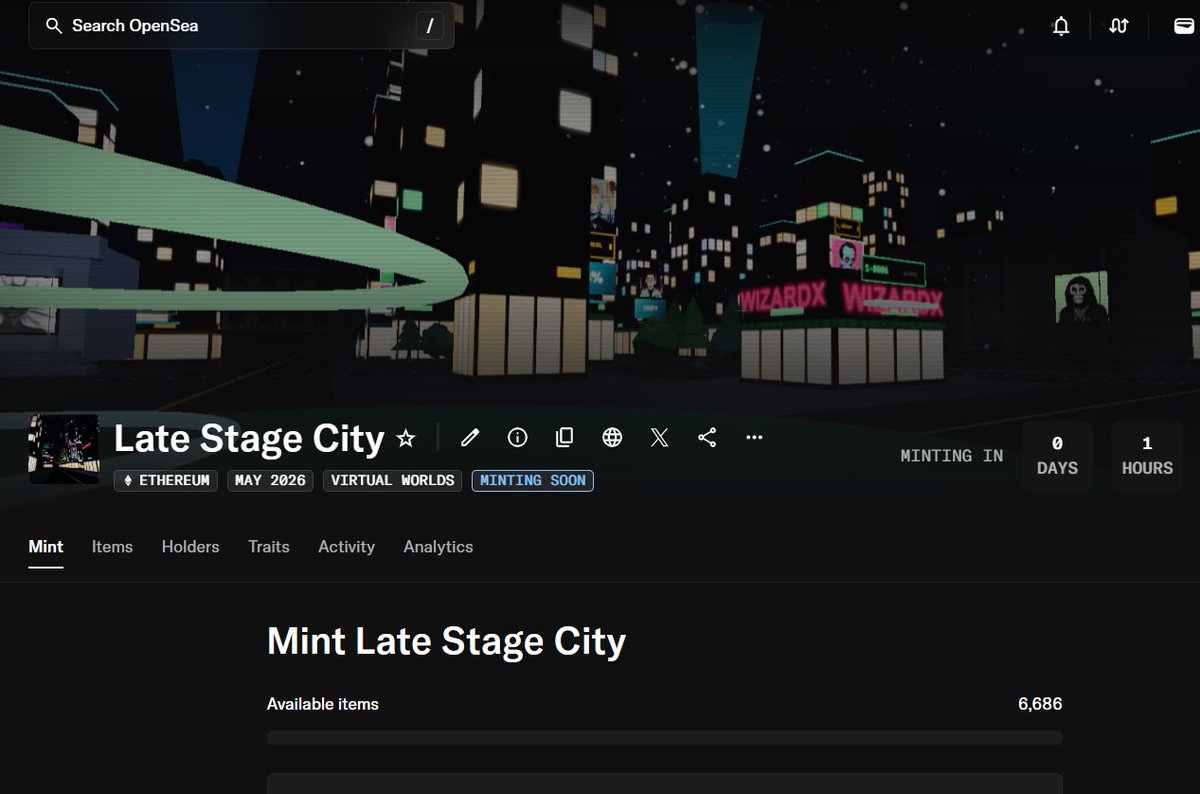 WizardX_0x's tweet photo. Late Stage City
- stealth drop TONIGHT. 10 pm EST:
https://t.co/Sv4NIbV0aE https://t.co/4imoZ9L1F0
