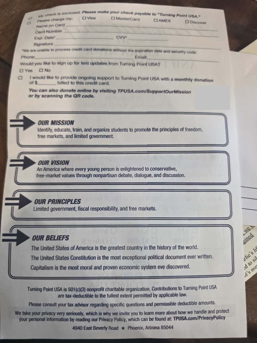 Villgecrazylady's tweet photo. My girlfriend got this solicitation in the mail yesterday. It’s so gross the way they’re *still* exploiting Charlie’s death for “fundraising” despite having already raised a quarter billion off his death and having nothing to show for it. https://t.co/n4yTwq8wMo