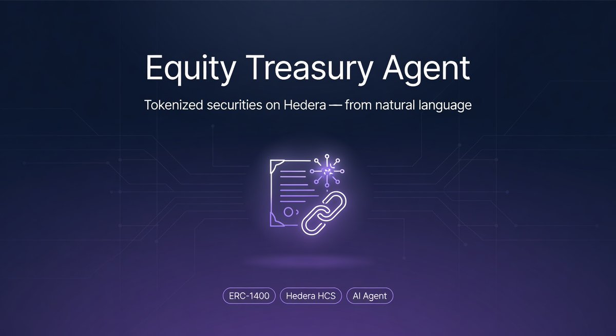 LordHeb's tweet photo. I built an AI agent that runs a company's entire equity desk on @hedera 

Launch shares, approve investors, issue stock, pay dividends — every move is a live, verifiable on-chain transaction.

Compliance lives in code, not the prompt.

Real stock. Real shares. Real ledger. No spreadsheet, no back-office. 

This is what tokenized securities (ERC-1400) actually look like when they leave the pitch deck and hit the chain.

@hedera_devs 
#HederaAIBounty