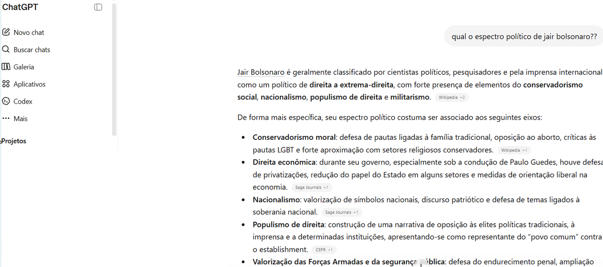 rafaelvfp's tweet photo. @almostslutgj @PompeuReinaldo @coyotenando @grok Está aí, todas as IAs. Agora, te desafio a abrir um livro de história que identifique bolsonaro com "centro" https://t.co/lq8qr27Sji