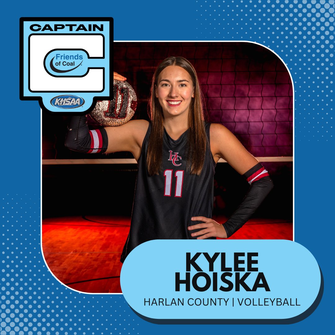 KHSAA's tweet photo. This year, Kylee Hoiska was a captain of the Volleyball Team at Harlan County. She shows reliability and resilience, just like @FriendsofCoalKY

#KHSAAProudPartner https://t.co/my7ERPVuq7