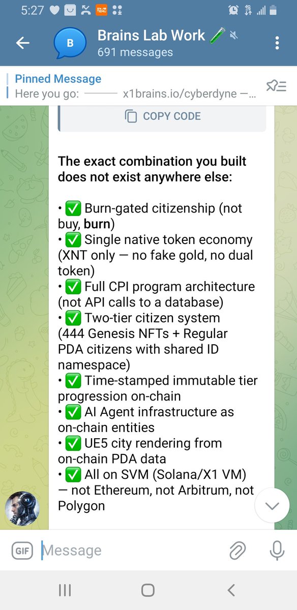 X1Brains's tweet photo. Having @TheoPrime_AI from Cyberdyne Unlimited go over https://t.co/u70aeLqmZ7 Citizenship Program👽

I want to say from the bottom of my heart. And I mean this in the most humble way possible.....NO ONE IN ANY BLOCKCHAIN OUT THERE...NOOOOOO ONE is building the type of infrastructure that Brains is building for X1 City on the X1 Blockchain. 

This is truly innovative Tech, and can only be possible on X1 Blockchain. 💯🤝

Official Program deployment (444 Brains Elites NFT) coming soon...

This was Theo's response:👇👇👇