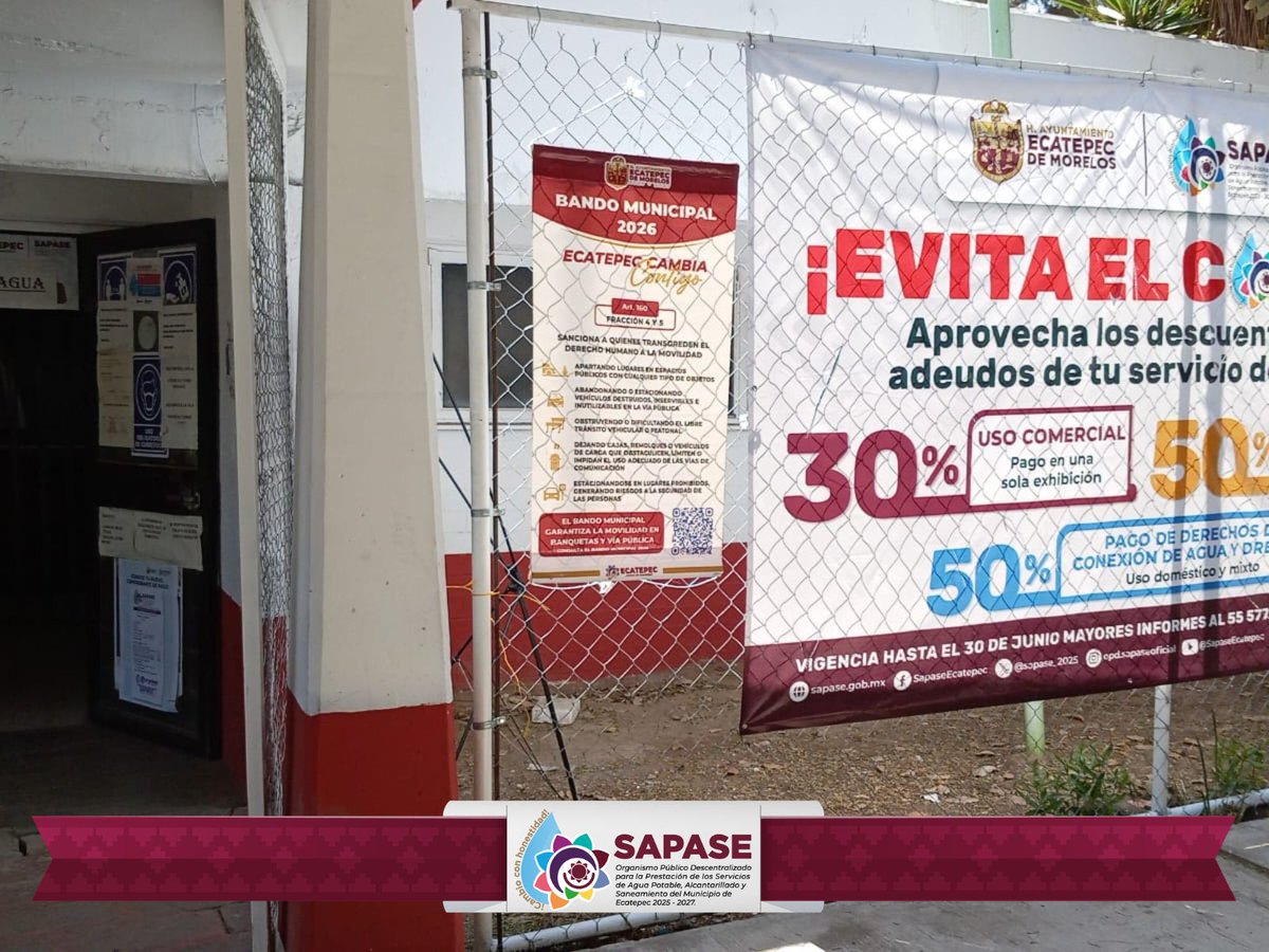 SAPASE_2025's tweet photo. ¡Vecino! 
Ponemos a tu disposición la oficina recaudadora ubicada en Av. Alfredo del Mazo, Centro Cívico Los Arcos, colonia Granjas Valle de Guadalupe.
Horario de lunes a viernes de 9:00 a.m. a 4:00 p.m. y los sábados de 9:00 a.m. a 1:00 p.m.
https://t.co/BQOzsXqA7w https://t.co/TbN9aXcCRX