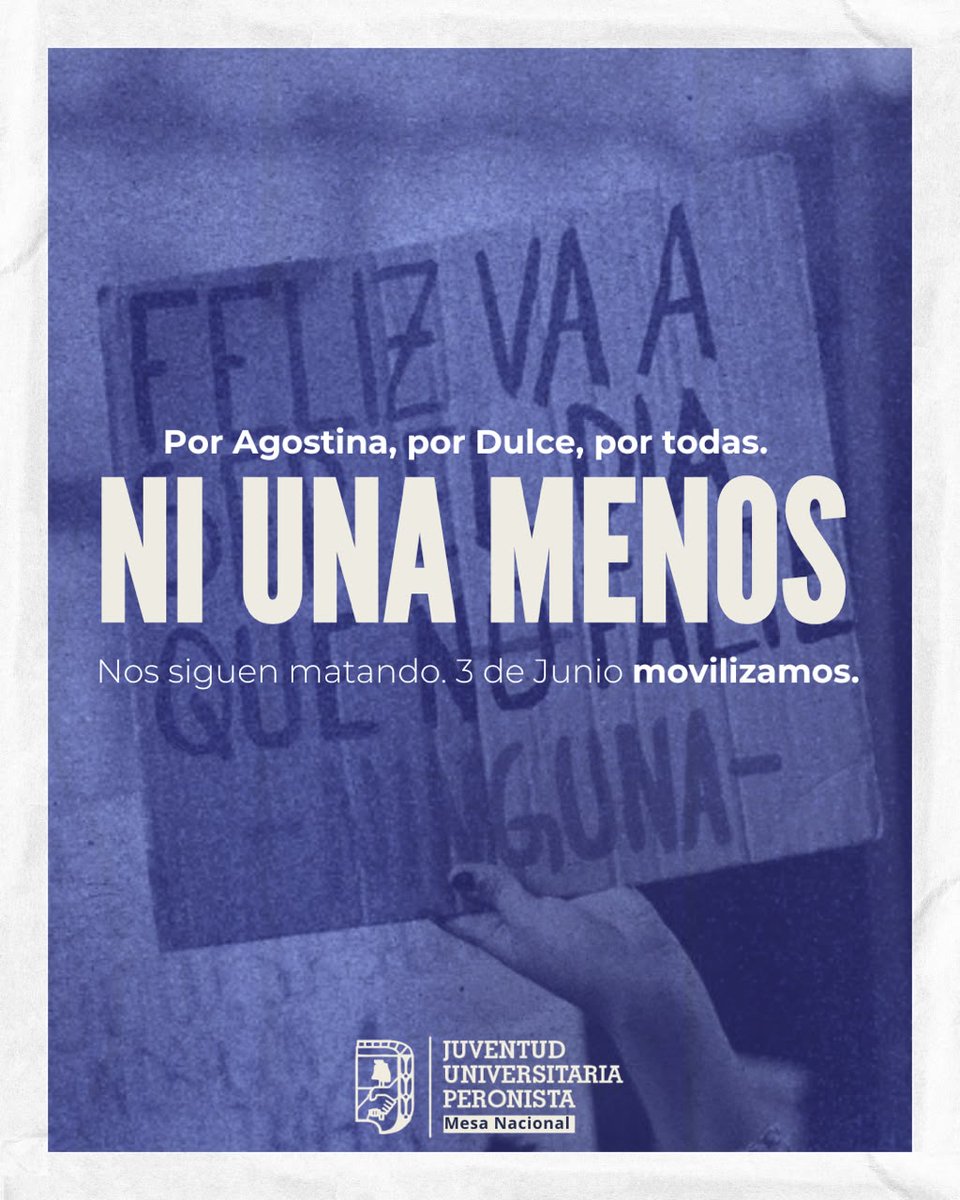 JUPNacionalOK's tweet photo. NI UNA MENOS: LA LUCHA ES EN LA CALLE 💜

​A 11 años del primer grito, marchamos contra el ajuste y el desmantelamiento de las políticas de género. No hay Justicia Social si nos siguen matando.
​Este 3 de junio, frente al odio: organización.

​#NiUnaMenos #3J #VivasNosQueremos https://t.co/UEK4B6BHHX