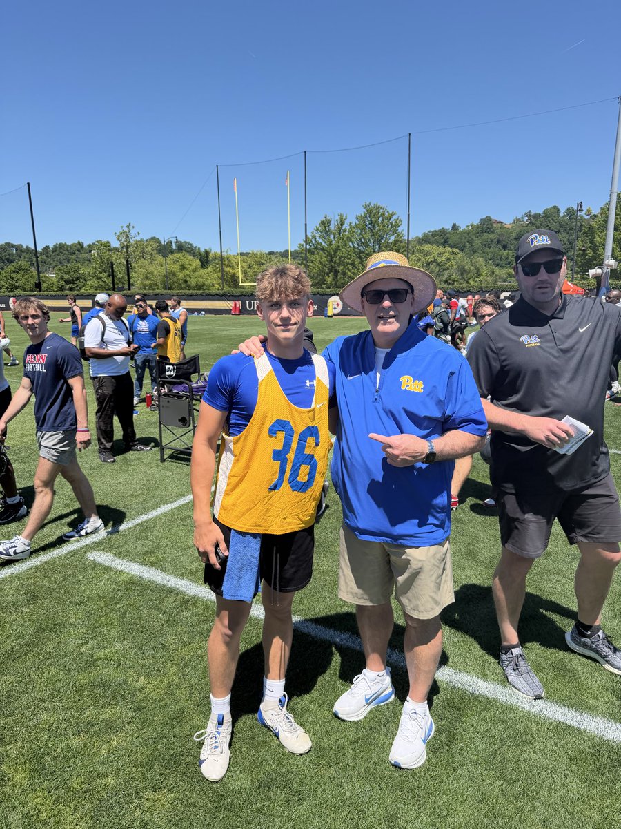 Masonkacz51111's tweet photo. Huge thank you to the Pitt staff and coaches @CoachDuzzPittFB @Kb1Raw @Coach_JoeBowen for putting on an outstanding football camp today elite instruction, great energy, and an awesome experience. #H2P @Pitt_FB @Eddiescott59 https://t.co/UbqhKsx2x4 @Scouttagllc https://t.co/1jeDBQV4KK