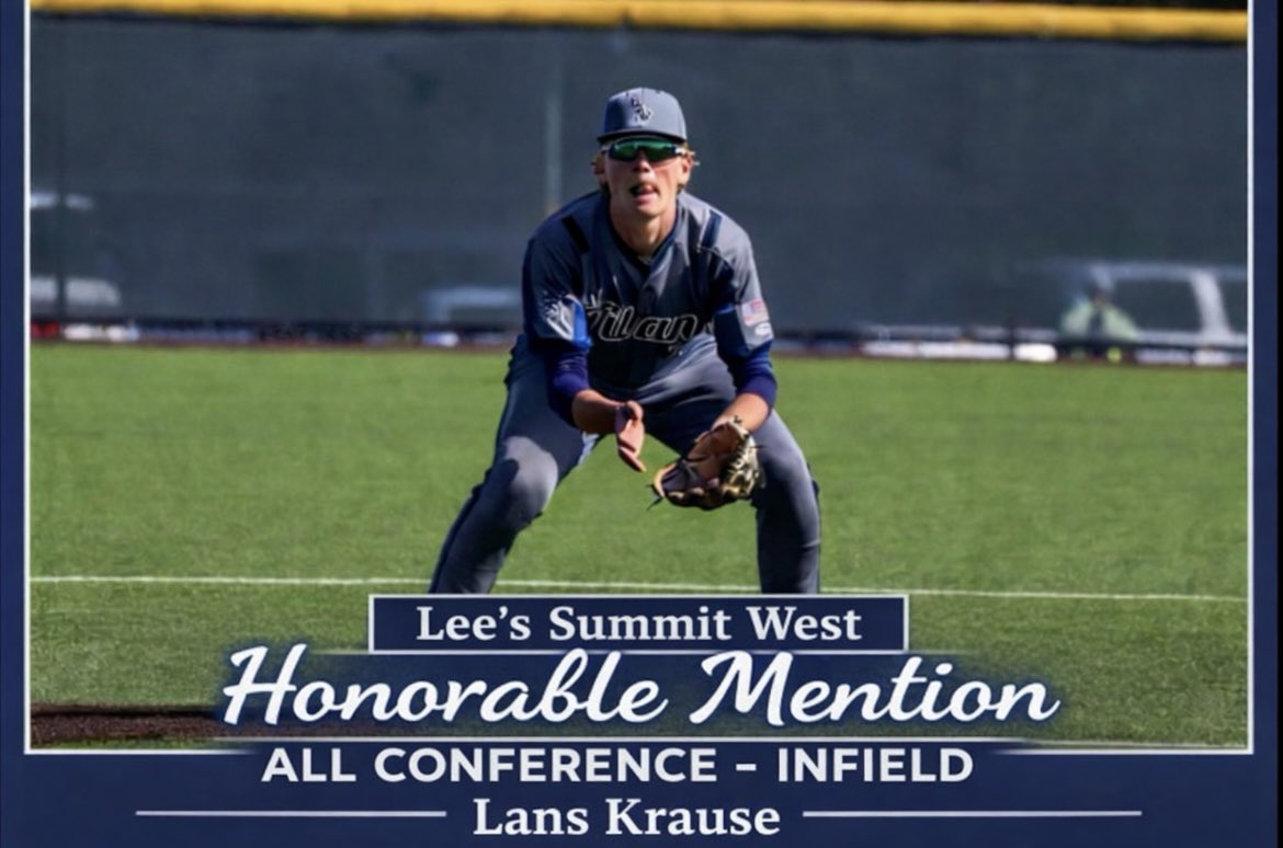 LansKrause2027's tweet photo. Had a fun junior season with the Titans, and blessed to be voted Honorable Mention All Conference - Infield. 
@USNATSKC @NBpitching @EDGEBaseballKC https://t.co/MSWfCrbNL6