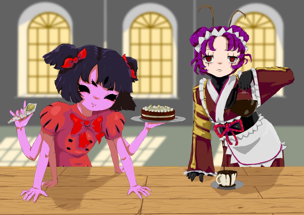 SunKen_Blob's tweet photo. Muffet and Entoma "Happy coffe shop"  •ᴗ• https://t.co/AQYgX5DvGr