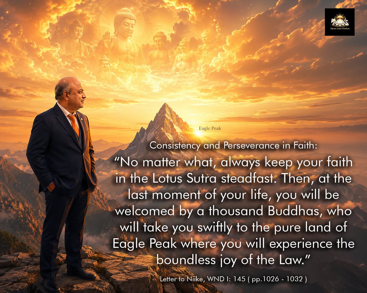 fifthgen's tweet photo. Consistency and Perseverance in Faith
Letter to Niike, WND I: 145

https://t.co/BluaulEDsr

#NichirenBuddhism #NamMyohoRengeKyo #GoshoQuote #DailyGosho #LotusSutra #Buddhahood #HumanPotential #OvercomingKarma #SGI #நம்மியோஹோரெங்கேக்யோ #கோஷோ https://t.co/0eglMpUFhi