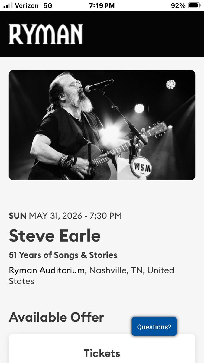 LarryWakefield's tweet photo. Looking forward to seeing @SteveEarle @theryman on his 51 years tour. https://t.co/1d7UXon7o5