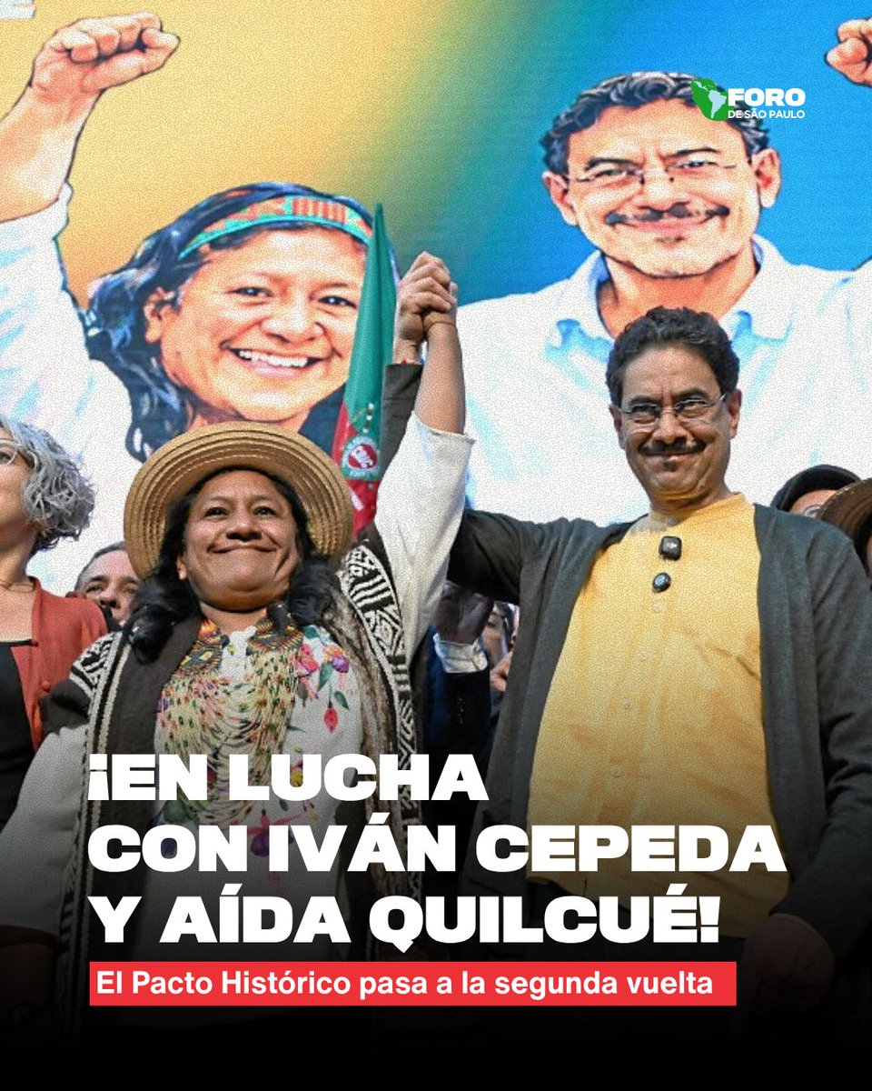 ForodeSaoPaulo's tweet photo. 🇨🇴ESTAMOS CON IVÁN Y AÍDA! 

El cambio avanza en Colombia y el @PactoCol pasa a la segunda vuelta en las elecciones! 

#ElCambioVencerá #YoVotoPorLaVida #Colombia #EleccionesColombia https://t.co/B4jx858k3d